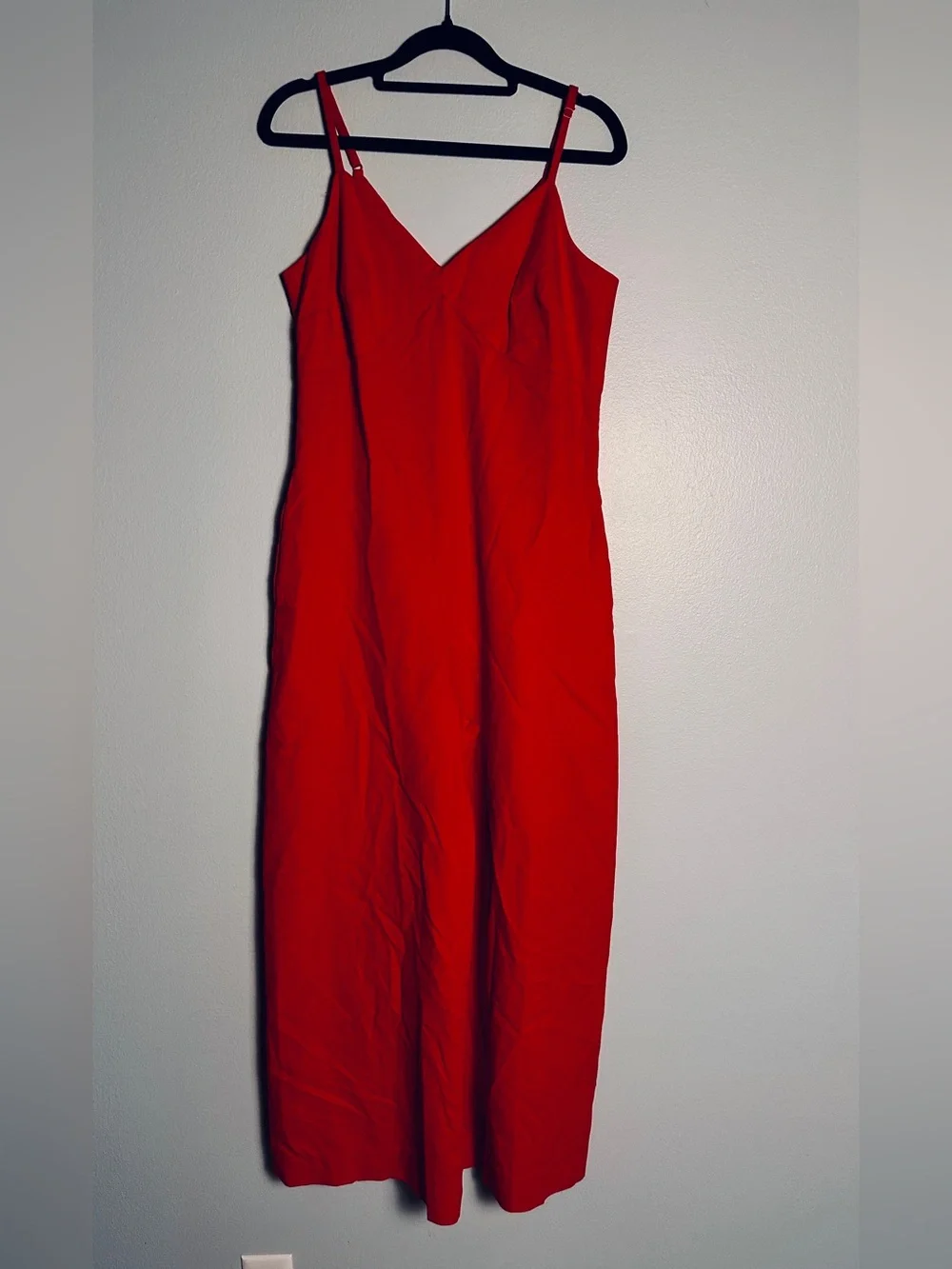 A New Day Red Wide-Leg Spaghetti-Strap Jumpsuit Small Casual Pockets NWT